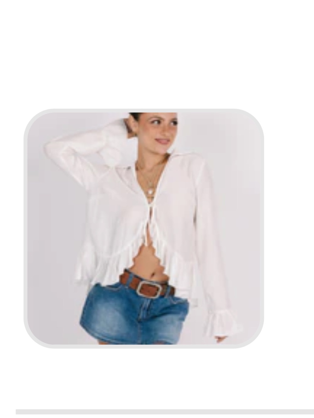 Grey Bandit Bali Top Women's White Ruffle Tie-Front Top